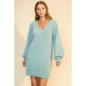 Call Me Cutie Sweater Dress-Sky Blue